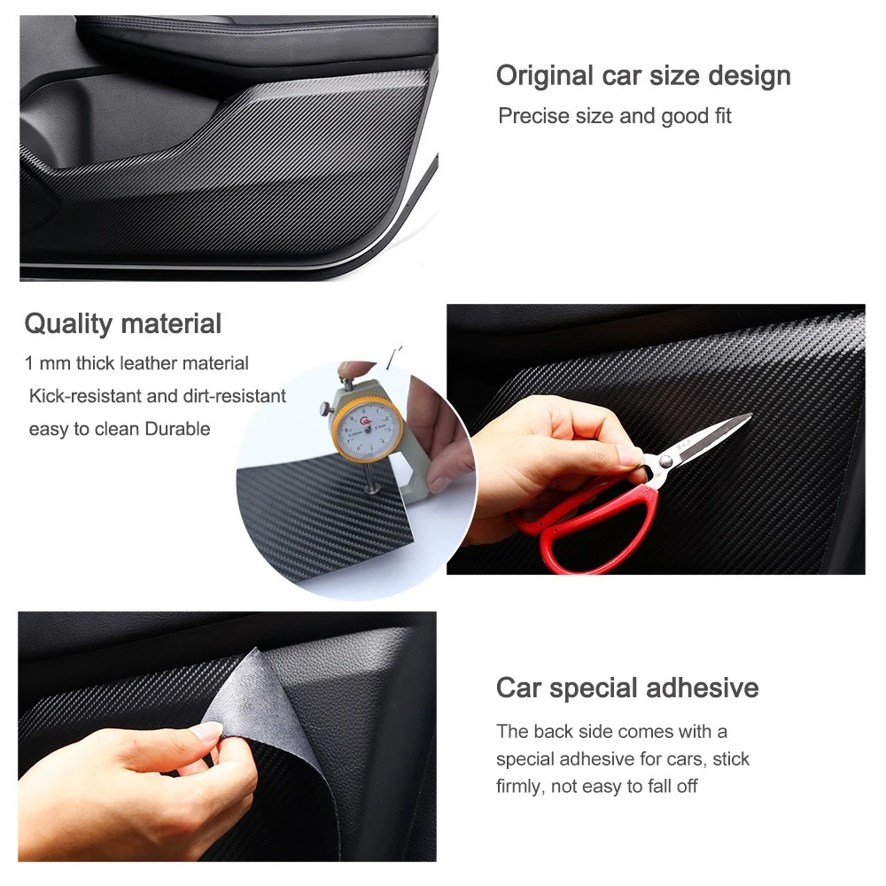 Anti-Kick-Pads für Autotüren für Tesla Model 3 Highland, Model Y Juniper YL 2021-2026, Schutzsticker für Handschuhfach, PU-Leder-Pads – Detail 4