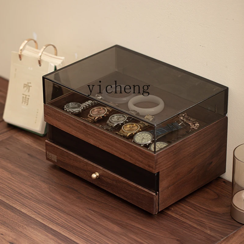 CB-8  Walnut Tea Set Jewelry Storage Box Dustproof Solid Wood Tea Set Organizer Tea Ceremony Accessories