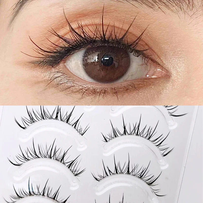 

5 Pairs Air False Eyelashes Natural Transparent Thin Band Eyelashes Japan And South Korea Simulation Slender Lashes Extension