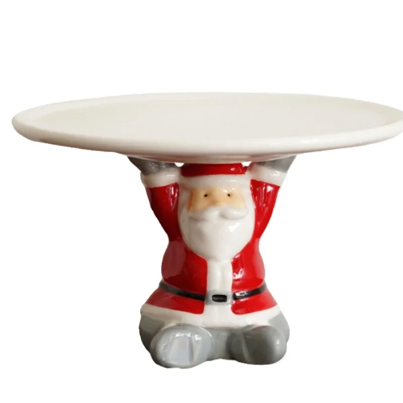 Christmas Tableware Ornaments European Snowman Dinner Plates Santa Claus Tray Nutcracker Pendant Shaped Cups