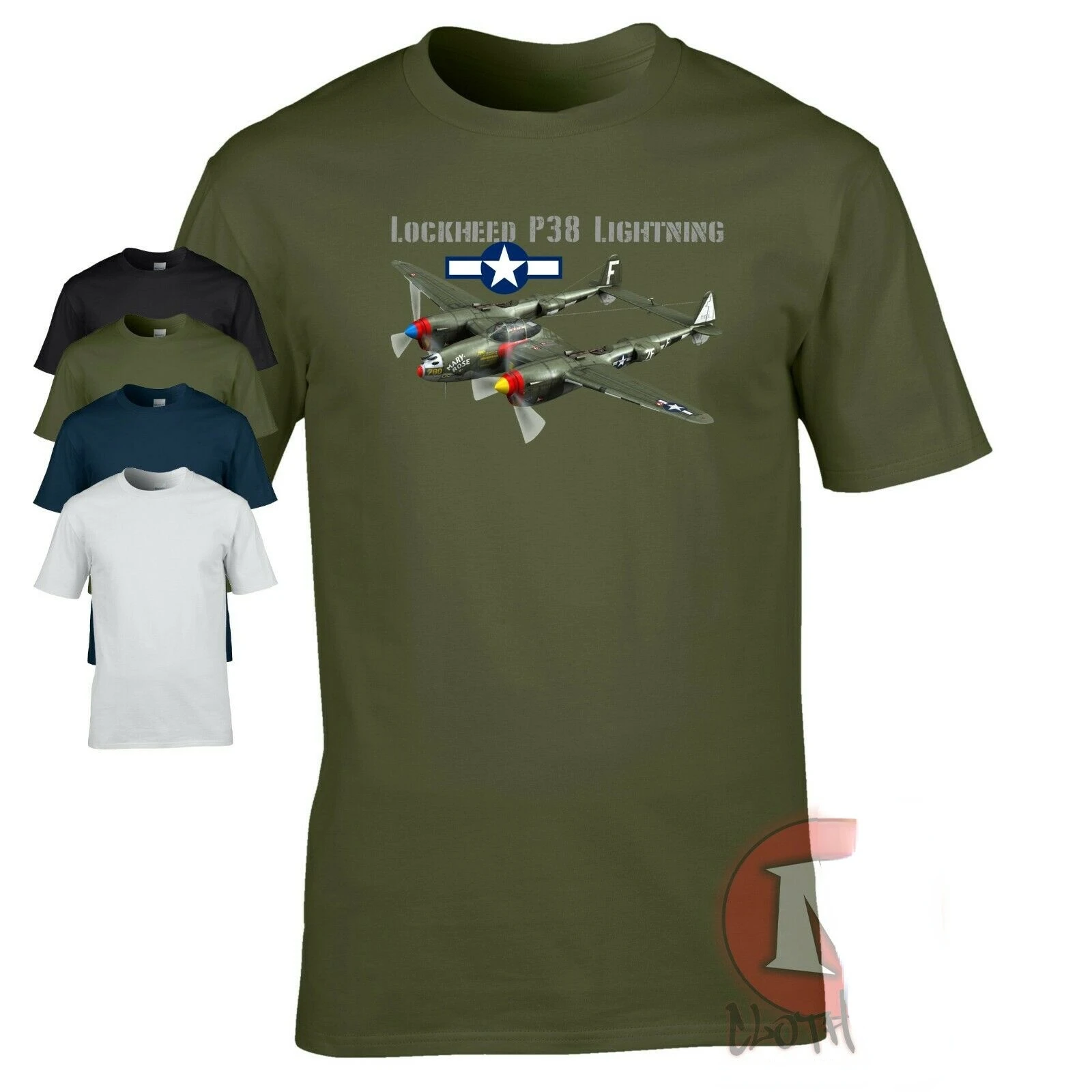 WWII US Air Force P38 Lightning Fighter Aircraft T-Shirt. Premium Cotton Short Sleeve O-Neck Mens T Shirt New S-3XL