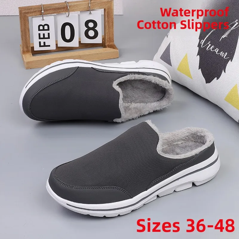 

ex Large Size Winter Cotton Slippers Anti-Slip Warmth Plu Lined Slip-On Indoor Outdoor f Slippers Breathable Lightwe...