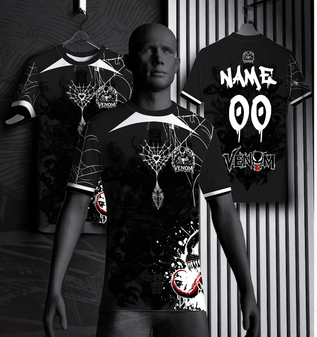 

Summer Short-Sleeved Venom Men's T-shirt Venom 2 Harajuku Marvel Superhero Role-Playing Fitness Sports Short-Sleeved DIY Jersey