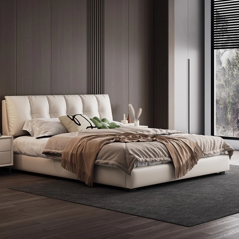 Łóżko podwójne luksusowe 180x200cm, nowoczesne, przytulne, dla dwóch osób, z zagłówkiem, camas de dormitorio, meble do sypialni, do domu.