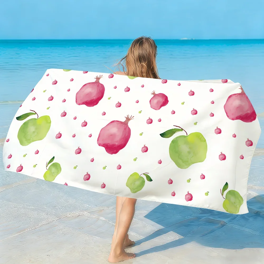 Fun Fruit Patterns Towel Soft Lightweight Anti-Sand Large Beach Towel Quick-Drying Bath Sports Family