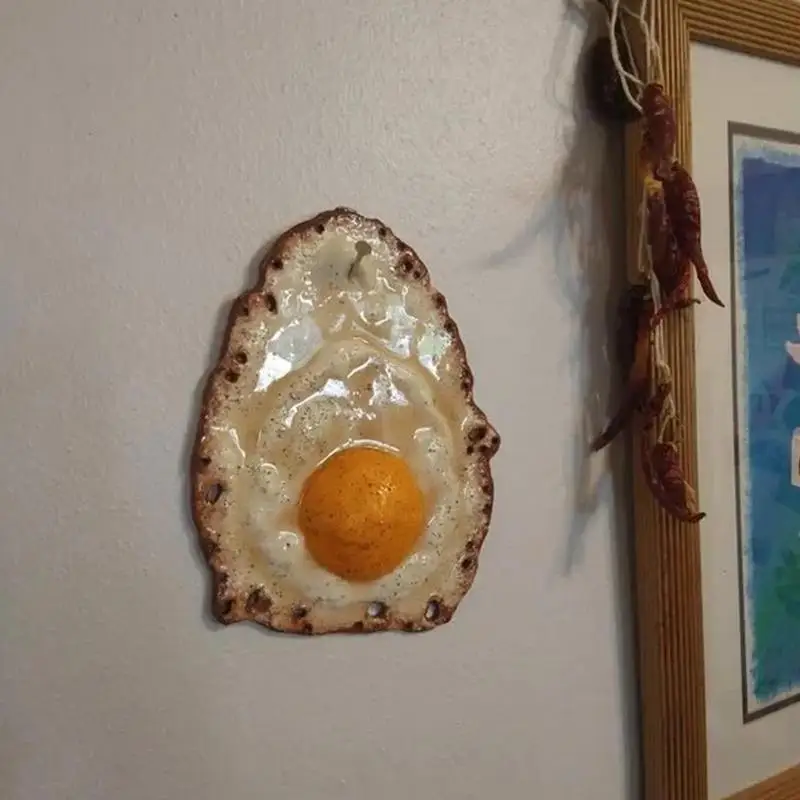 Fried Egg Wall Decor Funny Egg Sculptures Wall Fried Egg Hangings on a Nail Unique Home Kitchen Dining Room Decoration