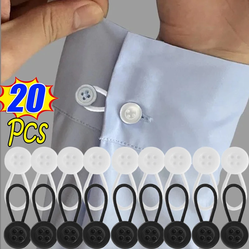 20Pcs Plastics Collar Extenders Metal Buttons Jeans Pants Waist Stretch Shirt Tie Neck Expanders Flexible Lock Lengthen Buckle