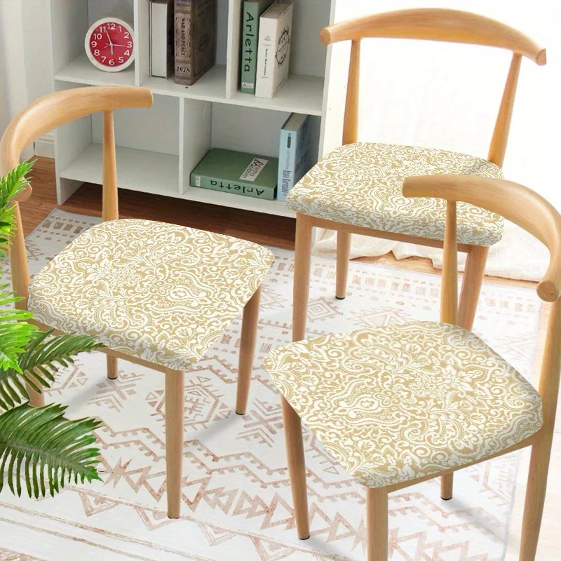 2/4/6pcs Chair Seat Slipcover,Paisley Print Elastic Chair Cover for Dining Room, Washable Modern Boho Furniture Protector