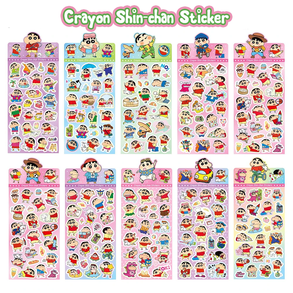 20Sheets Mix Crayon Shin-chan Anime Stickers 10Sheets Cute Hand Acount  Suitcase Phone Case Laptop Stickers Kids Toys Gifts