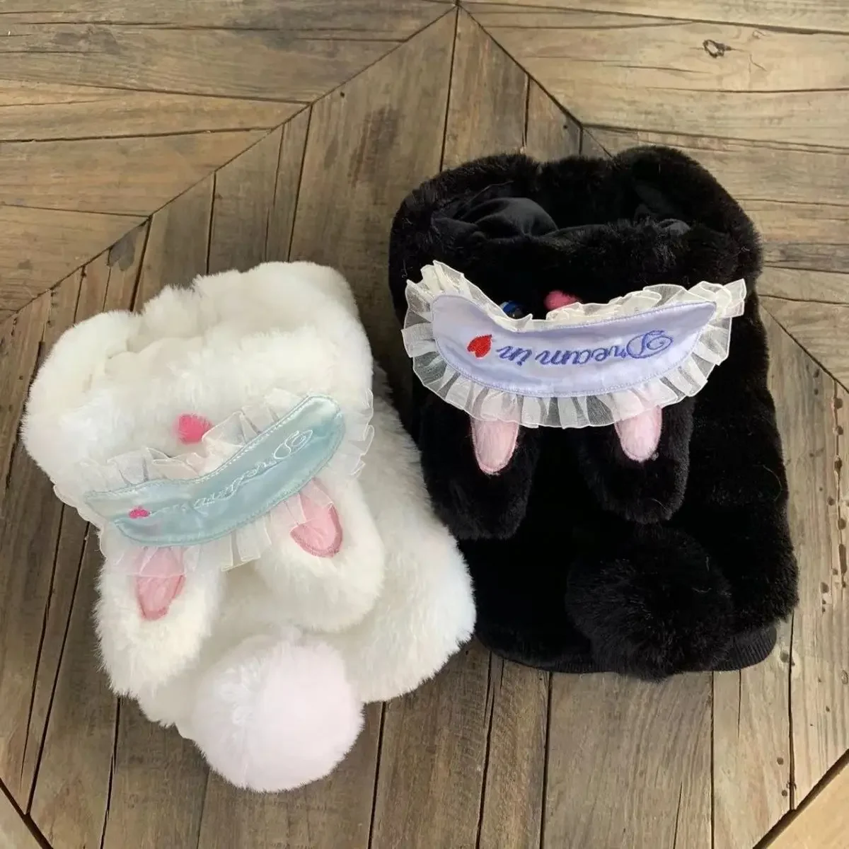 Plush Rabbit Coat Ear Pet Clothes Cat Cross Dressing Autumn and Winter Warm Coat Rabbit Dog Plush Cotton Coat Cute Eyeshade