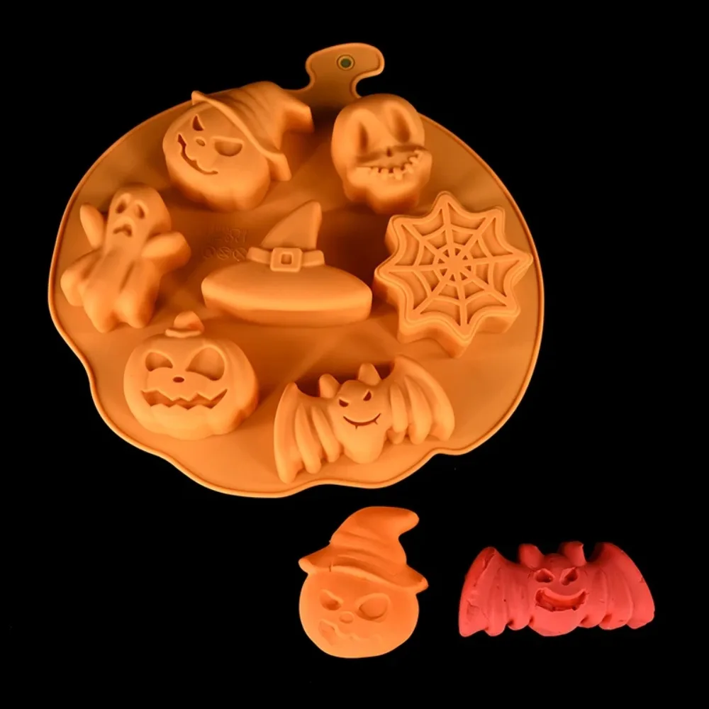 Pudding Mold Silicone Halloween Pumpkin Mold Nonstick 15/7 Grids Chocolate Mold Orange 3D Cookies Mold Soap