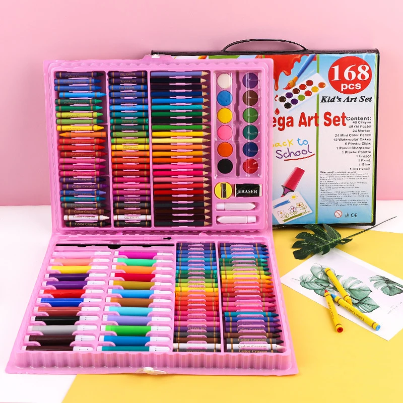 168 Pcs Art Set Watercolor Markers Crayons Water Pen Drawing Set Artist Painting Tools For Boys Girls Kids Birthday Gifts