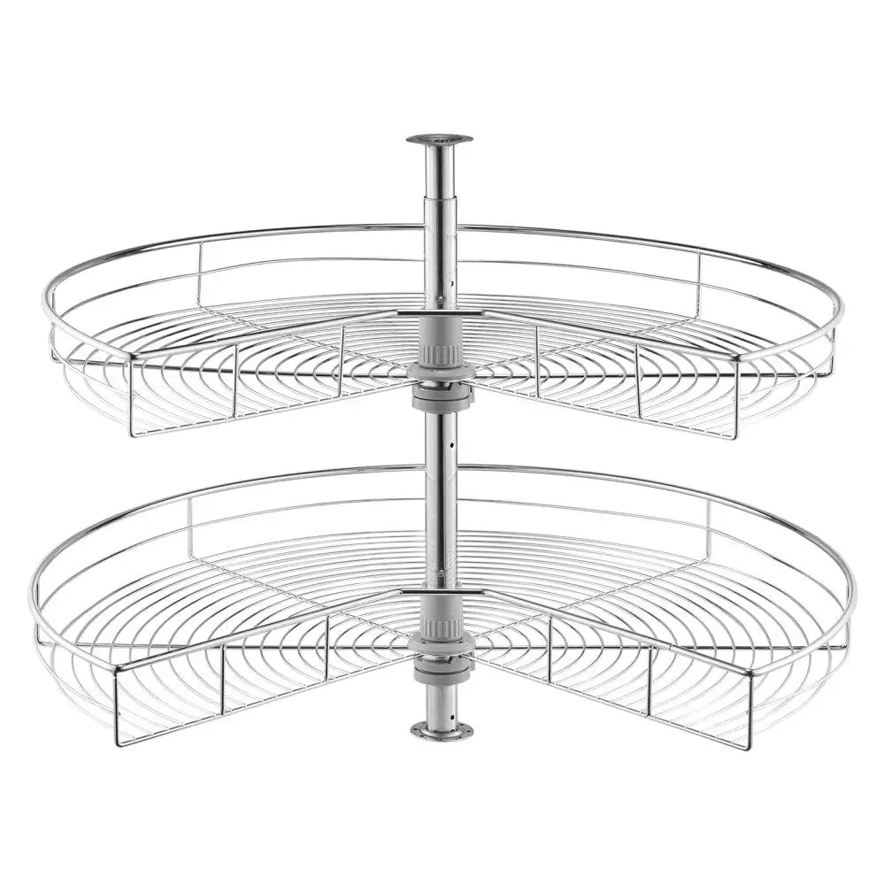 

31 Inch 2 Tier Kidney Shape Chrome Corner Organizer Lazy Susan Cabinet Organizer