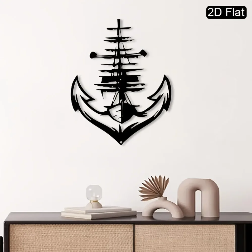1pc Retro Iron Anchor Wall Sculpture Nautical Metal Wall Art Vintage Maritime Decor for Living Room Patio Studio Home Ornament
