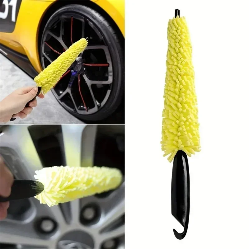 Car Wheel Brush Tire Cleaning Brush Tool Car Rim Scrubber Cleaner Duster Handle Motorcycle Truck Wheel Car Grooming Brush