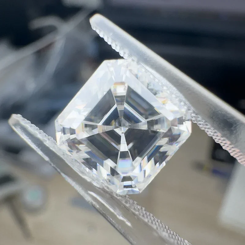 Moissanit-Steine, Farbe D, Asscher-Schliff, im Labor gezüchteter Diamant, für DIY-Ringe, Halsketten und Ohrringe, Hauptmaterialien mit Zertifikat – Detail 3