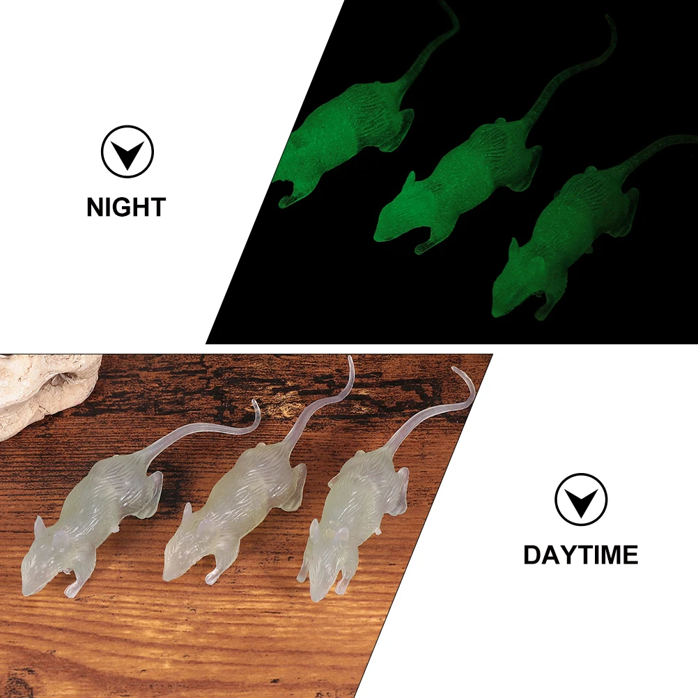 20Pcs Scary Halloween Luminous Mouse Prank Props Realistic Fake Rats Tricky Decoration Luminous Mouse Prank Toy