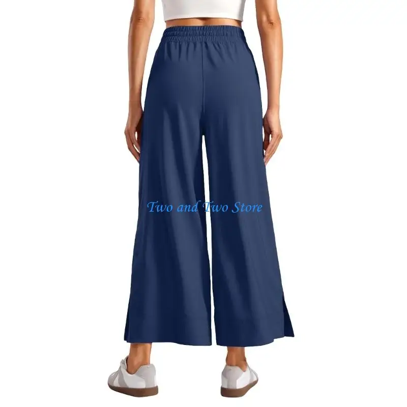 

HX6F Lightweight Wide Leg Pants for Women High Waisted Loose Casual Lounge Travel Work Sweatpants