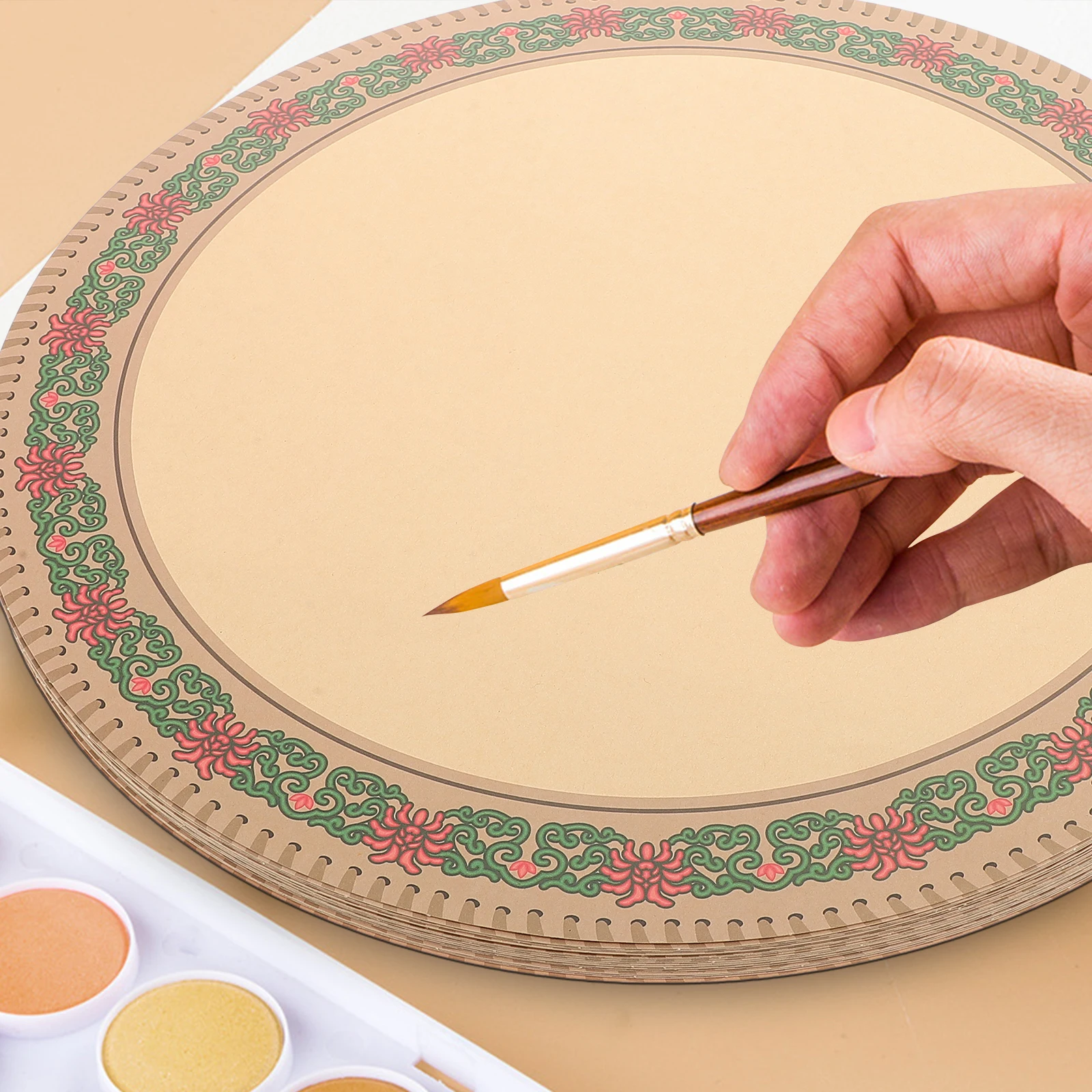 

20 Sheets Ethnic Art Circular Drawing Sheets Floral Decorative Borders Professional Sketching Painting Watercolor Paper Studio