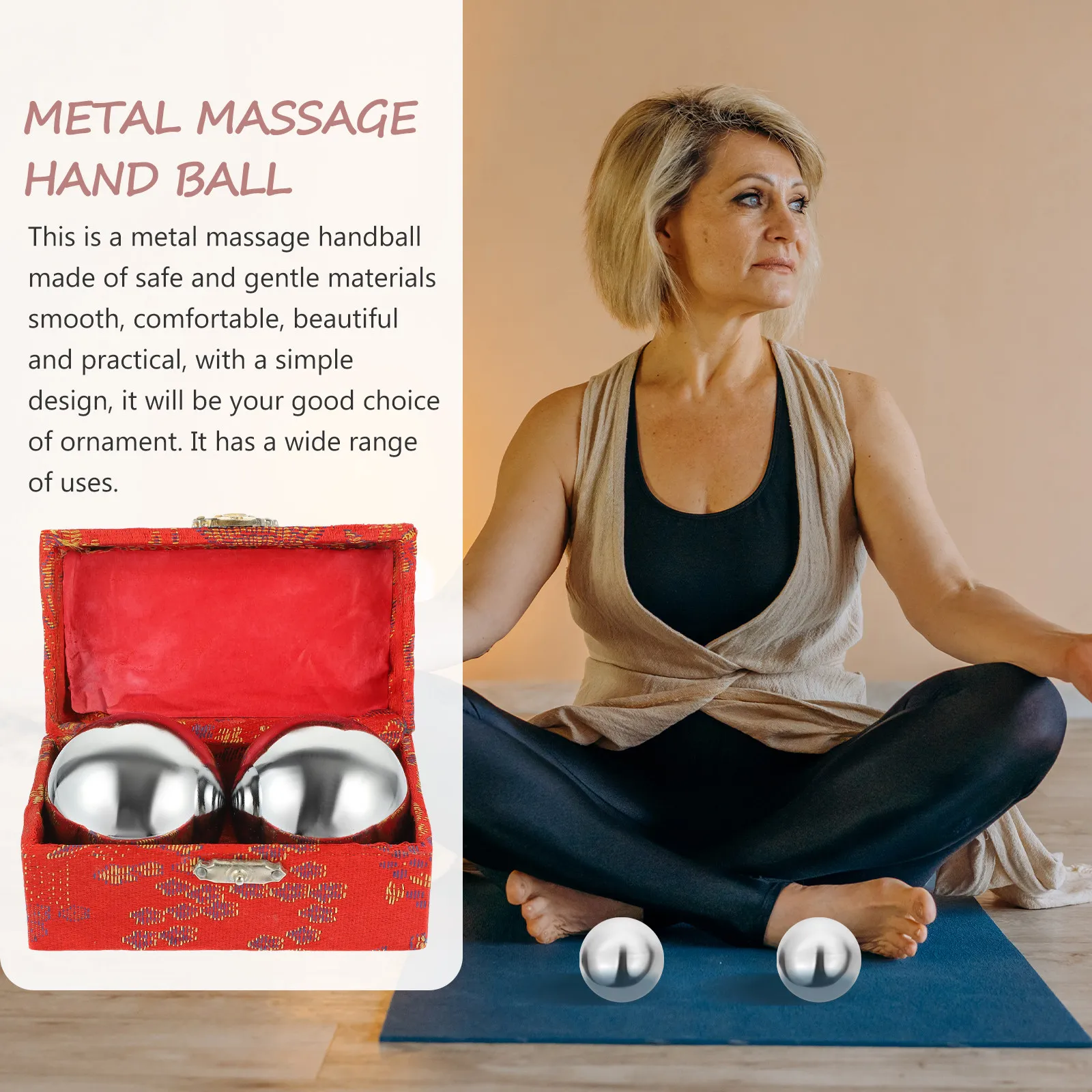 Round Metal Hand Massage Ball Set – Ergonomic Palm Stimulation for Finger Dexterity & Stress Relief