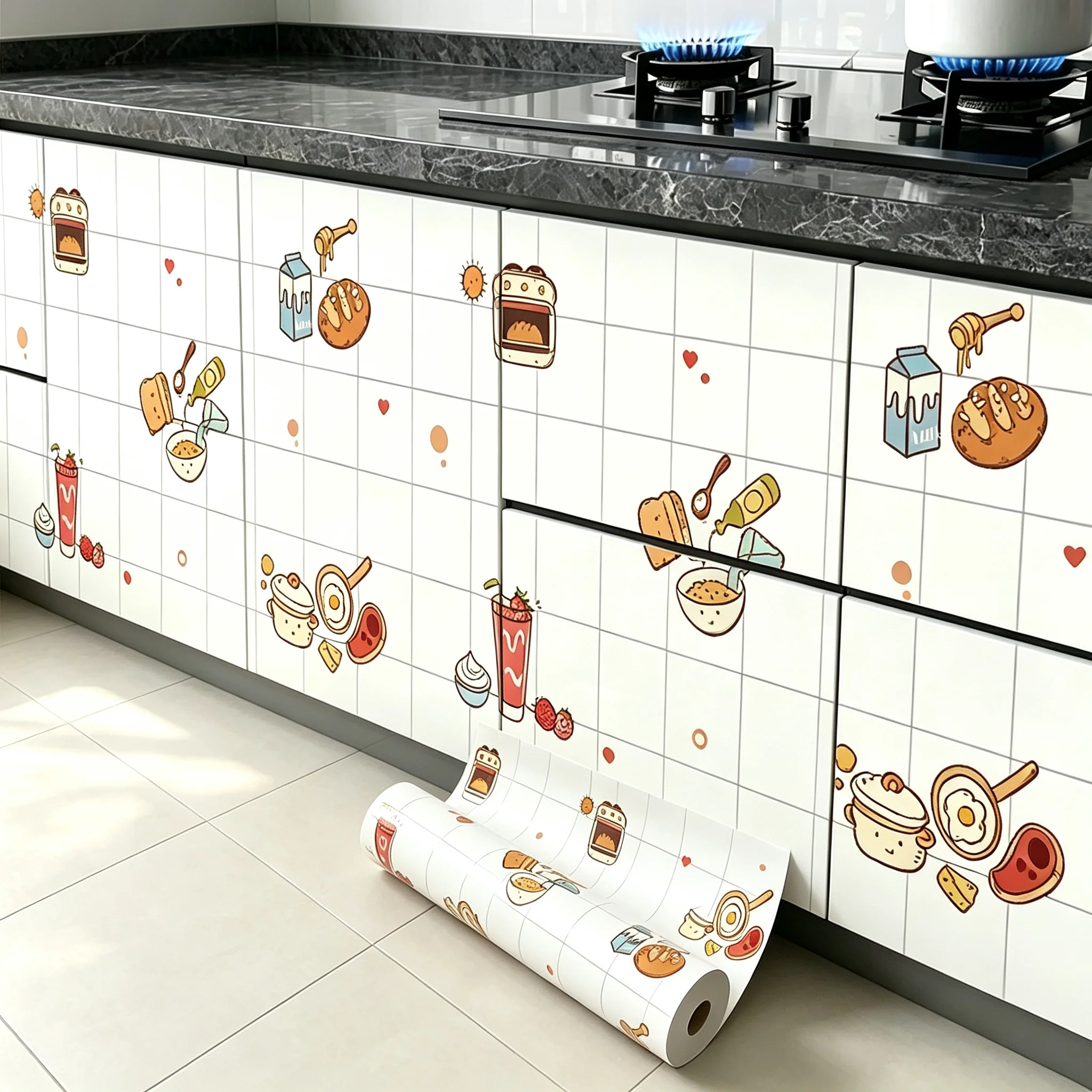 

8M Self Adhesive Marble Sticker Aluminum Foil Waterproof Oilproof Peel And Stick Wallpaper For Kitchen Cabinet Wall Decoration