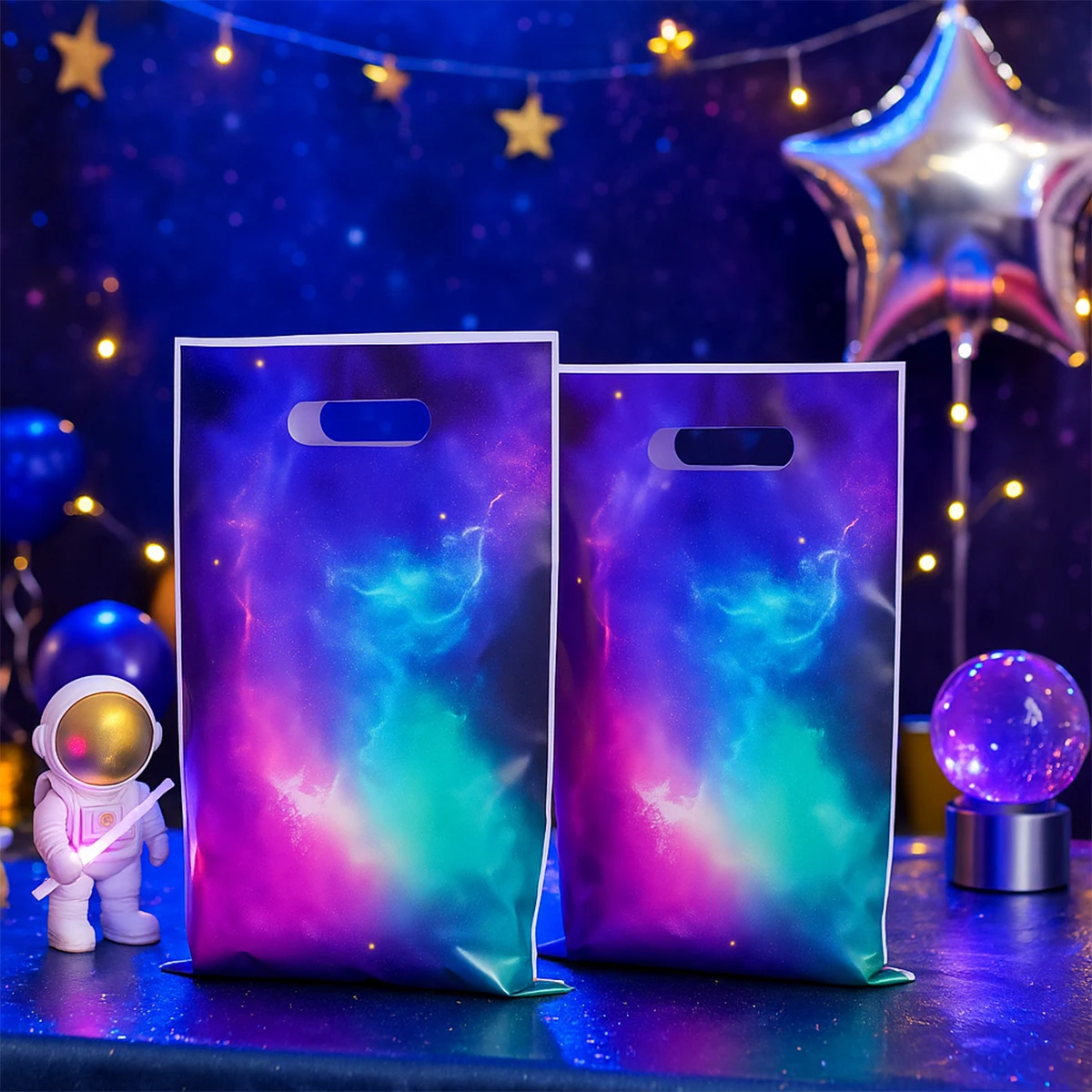 10/25/50 Uds. Bolsas de regalo para fiestas de galaxias, bolsas de mano para fiestas en el espacio exterior, bolsas de caramelos para fiestas de cumpleaños para niños y fiestas de Baby Shower