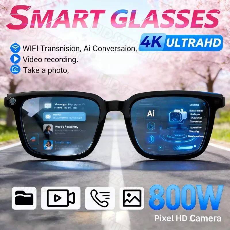 4K 800W Camera AI Glasses Men Color-Changing Smart Translation Glasses Photo Video Recording Call Smart Sunglasses Mini SportCam