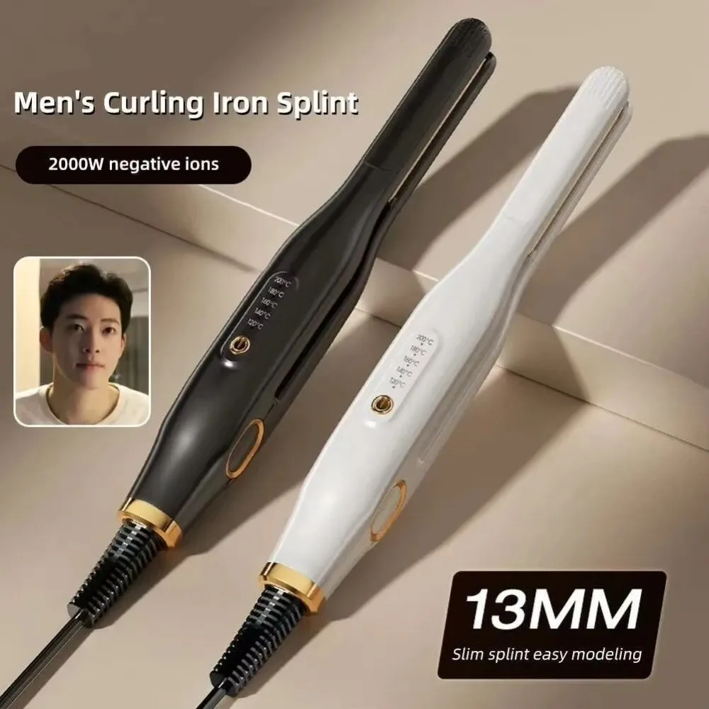 

Non-slip Handle 2 in 1 Hair Straightener Auto Power-off Mini Home Hair Curler Plastic Casing Heat-proof Men Curling Iron