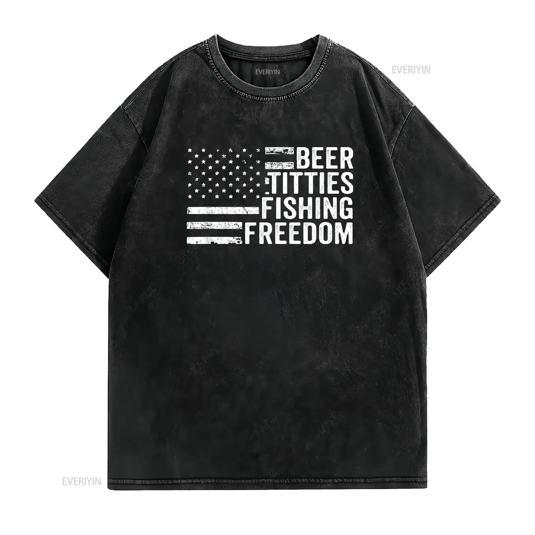 Beer Titties Fishing Freedom Funny Mens Drinking Usa Flag T Shirt Black Medium vintage Washed Slightly Soft Unisex streetwear