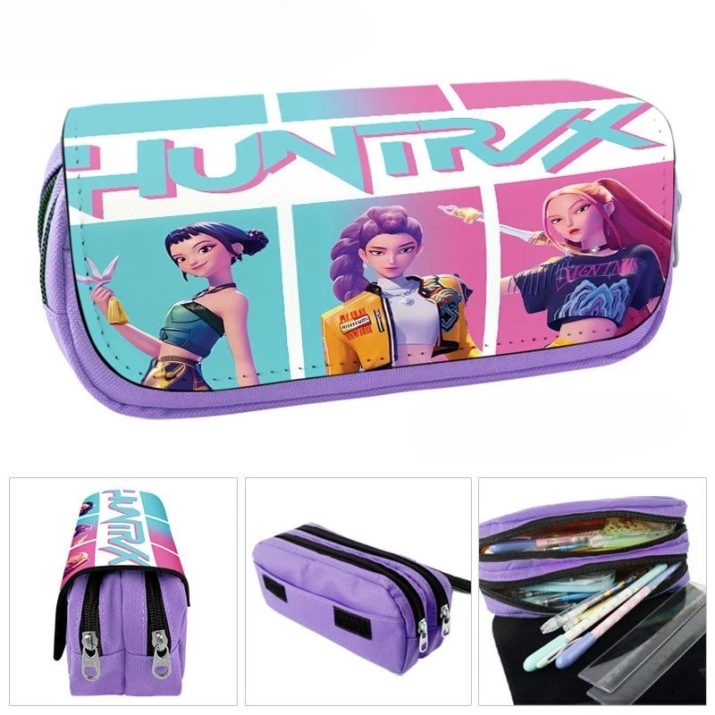 Kpop شيطان الصيادين مقلمة الكرتون نمط مطبوعة زوي رومي ميرا حقيبة أقلام تخزين كبيرة طالب القرطاسية تخزين أكياس #2