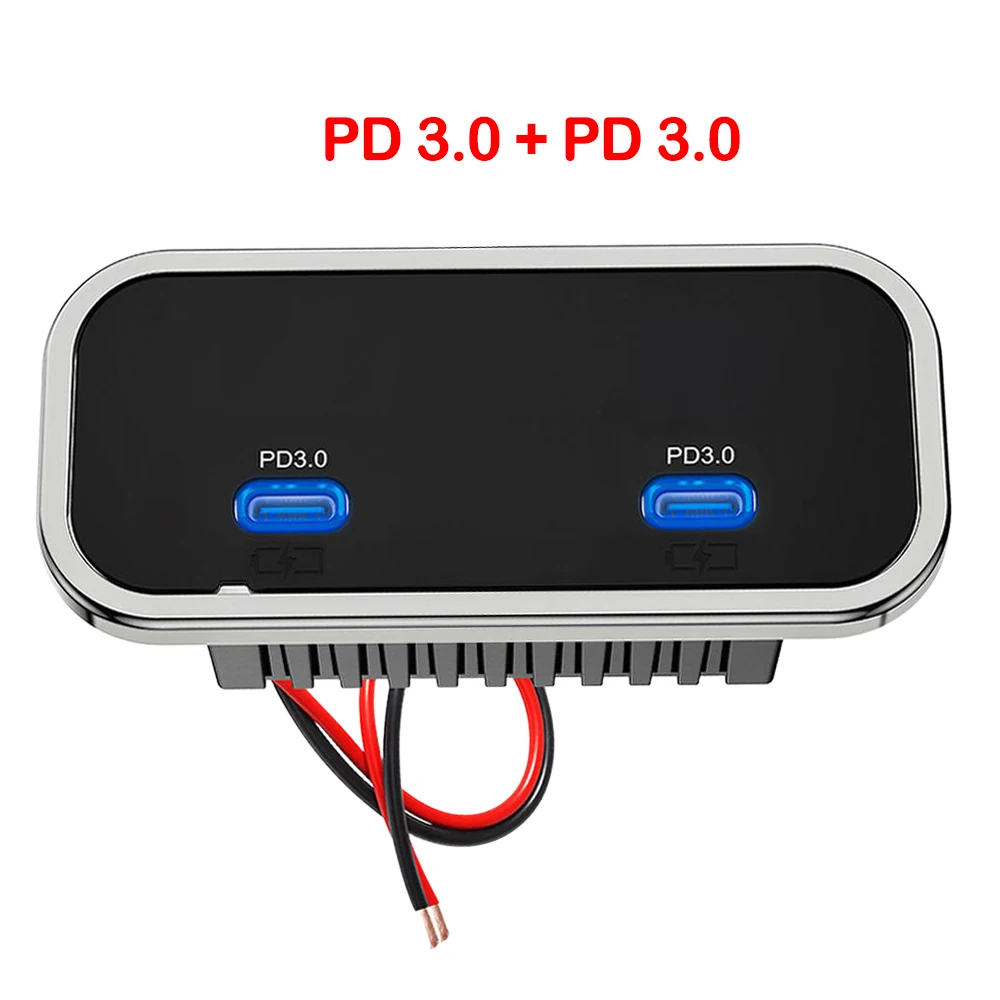 12-24V 2/4/6-poorts QC3.0 PD autolader stopcontact snelladen dubbele USB-C dubbele QC3.0 snellaad stopcontact paneel voor camper vrachtwagen