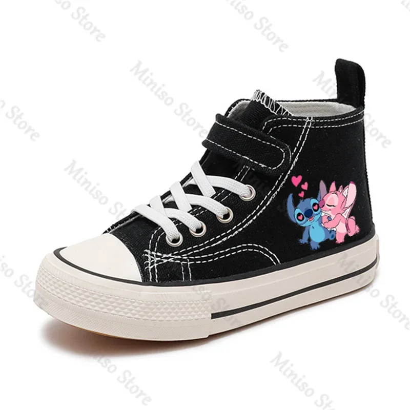 Lilo Stitch 2024 Sport Girl High-top  Boys Kid Canvas Shoes Disney Casual Cartoon comfort Shoes Children Print Boys Tennis Shoes