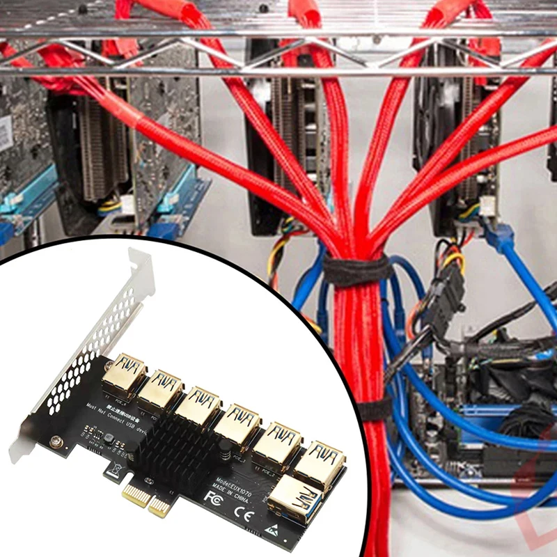 Cartão Riser PCIE 1 a 7, Multiplicador PCI Express, Adaptador Hub, USB 3.0, PCI-E x1 a x16, Mineiro Bitcoin, Dispositivos BTC, Novo