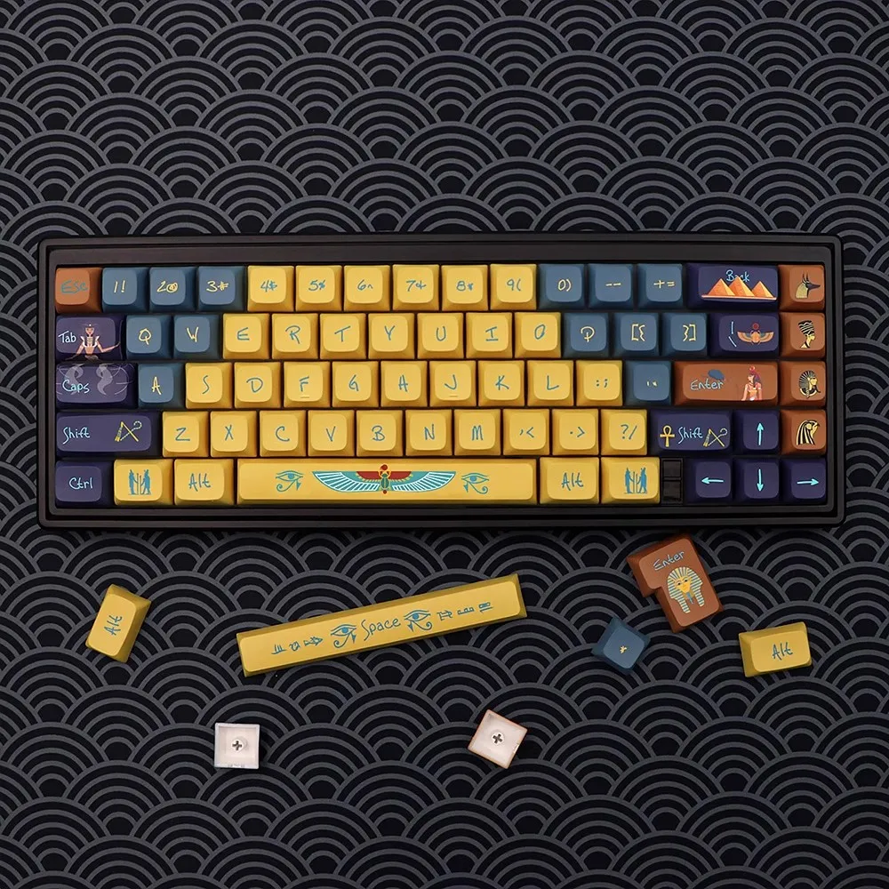 1 Set Egyptian Pyramids Keycaps PBT Dye Subbed Key Caps XDA Profile For dz60/RK61/64/gk61/68/84/98 Alice gmmk 7u 2.25/2.75 Space