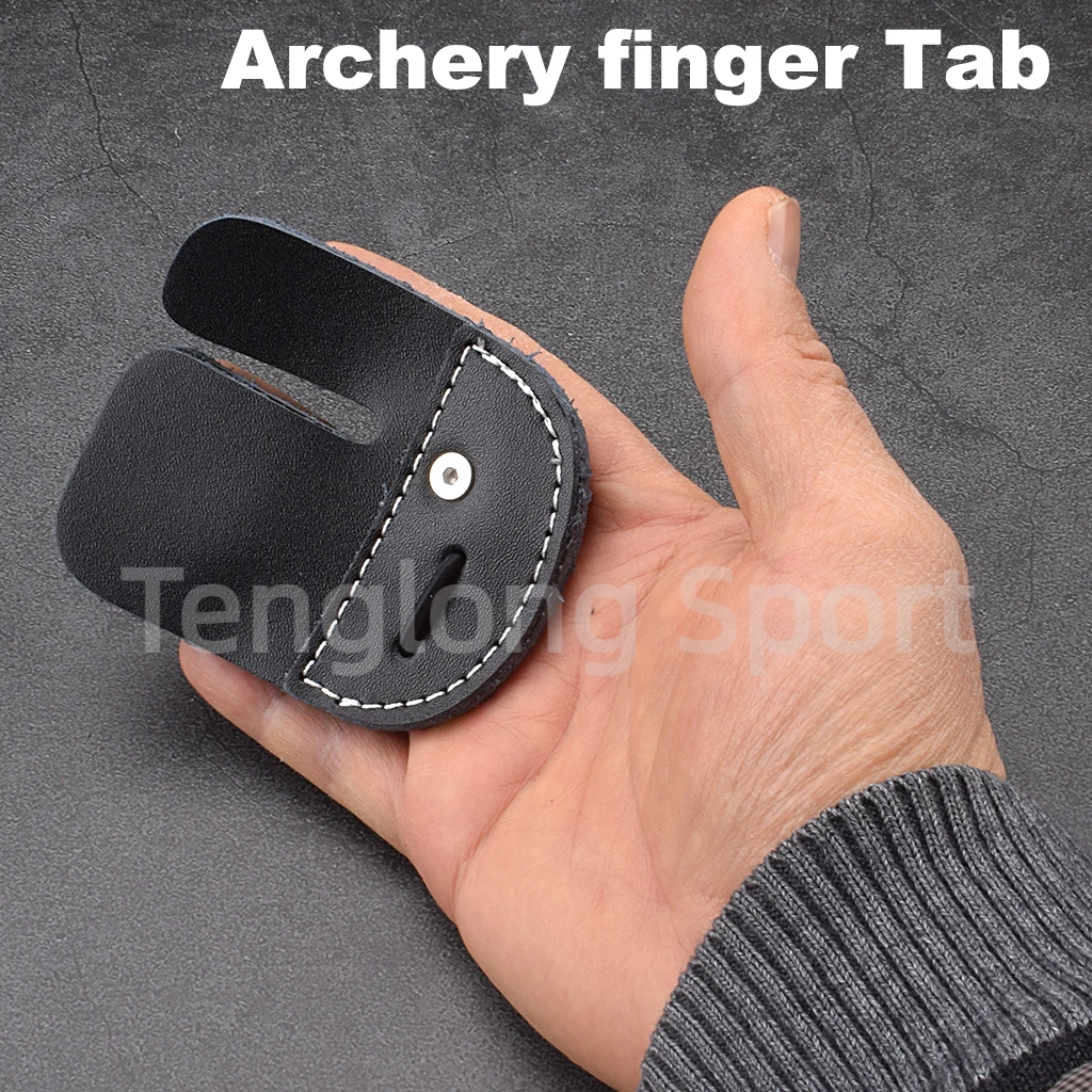 

Archery Finger Tab Cow Leather Finger Protector for Right Hand Pull String Archer Sport Accessories Black 1pcs