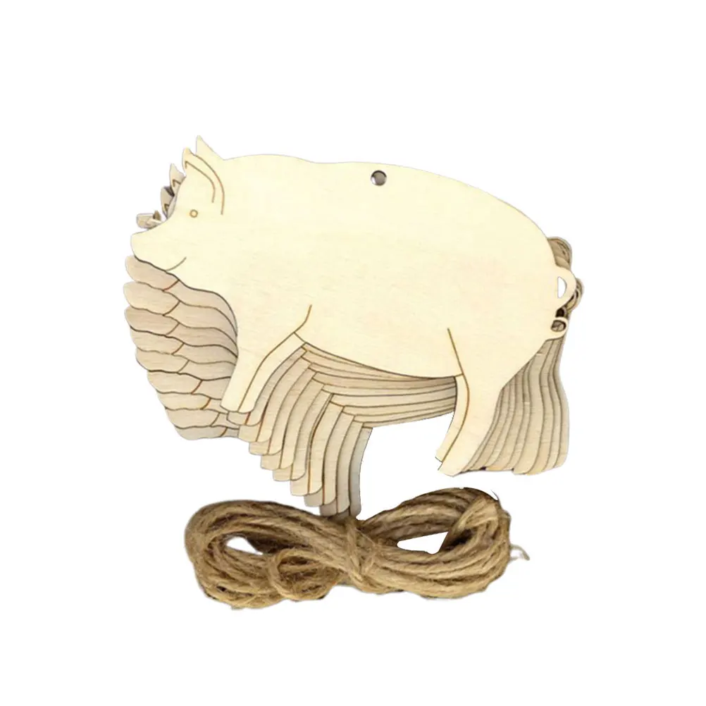 

2 set Wishing Wooden Tags Pig Shape DIY Gift Label Blank Wood Chips for Wedding Home Decor Event Table Numbers Christmas
