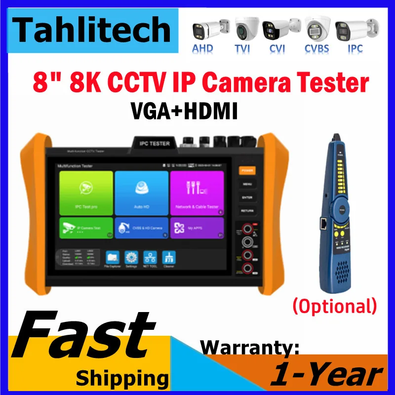 

Tahlitech K15 Series 7" CCTV Tester SFP optical module AHD CVI TVI SDI IPC Camera Tester Color bar generator All in One Test