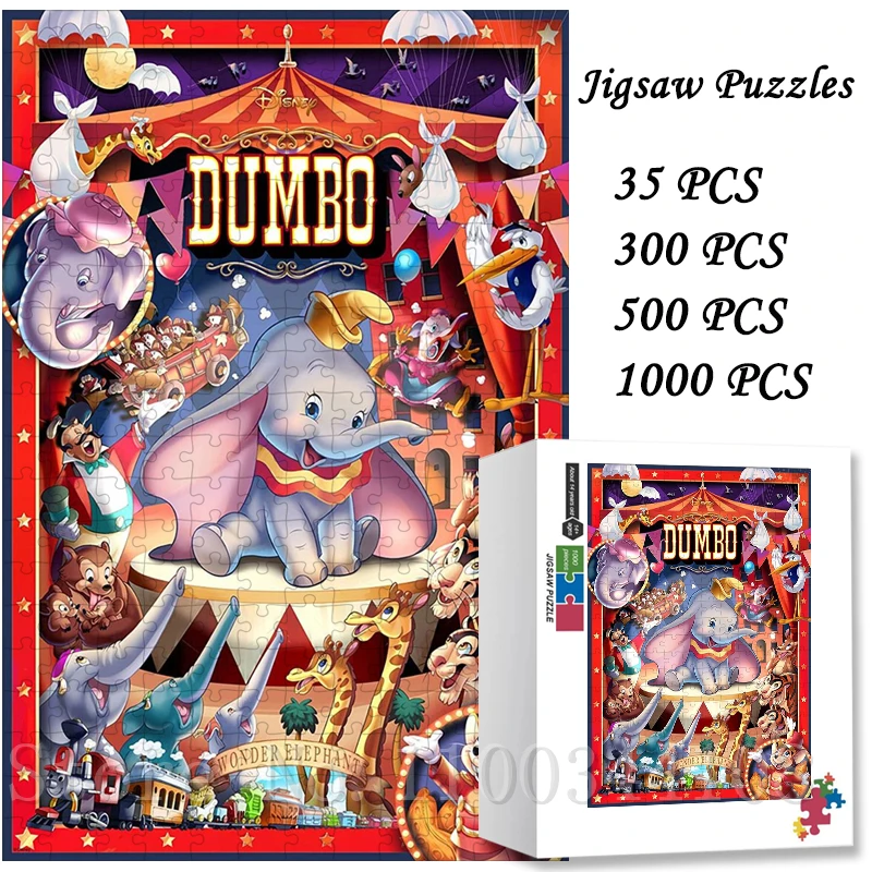 Disney Dumbo Jigsaw Puzzles 35/300/500/1000 Pieces Cartoon Character Collection Art Puzzles for Children Early Education Toys