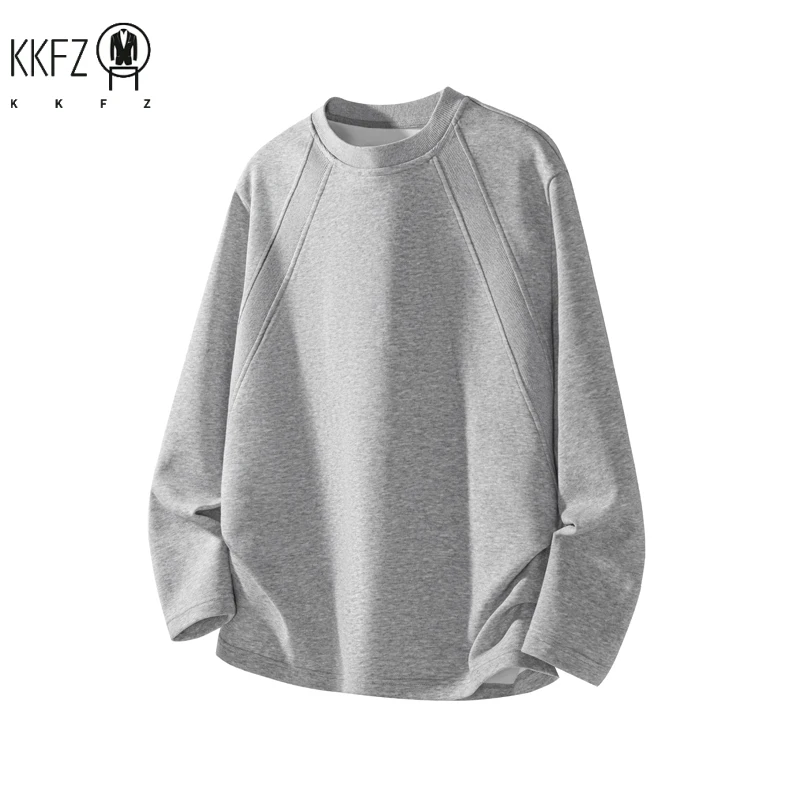 Male Basic Long Sleeve Crew Neck Tee Raglan Stitching Detail Soft Skin Friendly Material For Everyday Activities