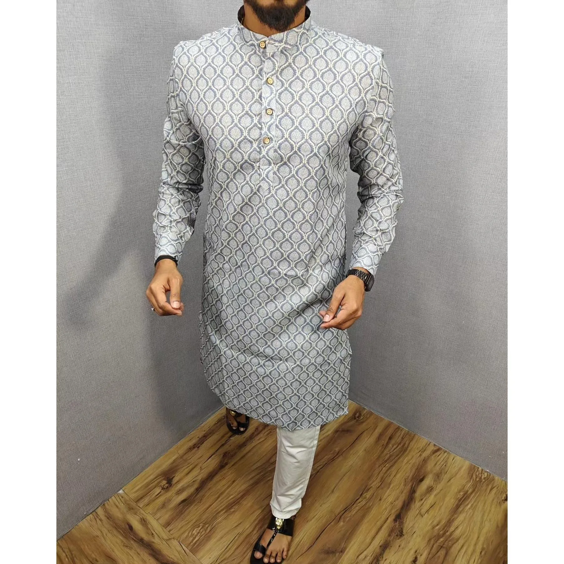 الرجال الرقمية المطبوعة كورتا فاردهة منتظم صالح اليوسفي 2026 طوق طويل مناسب لجميع المناسبات مثل الزفاف هاري رايا Aidilfitri #2