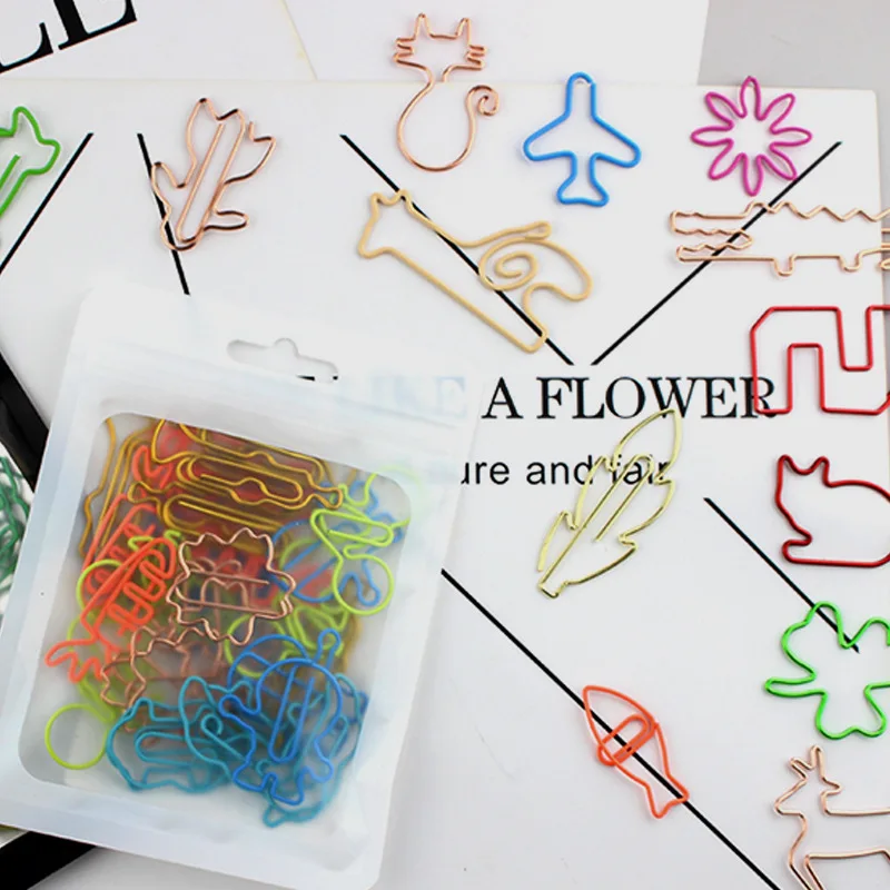 30 PCS Cute Paper Clip Stationeryorganizer Combination Color Paper Clip Set Special Bookmark Clip Creative Paper Clip