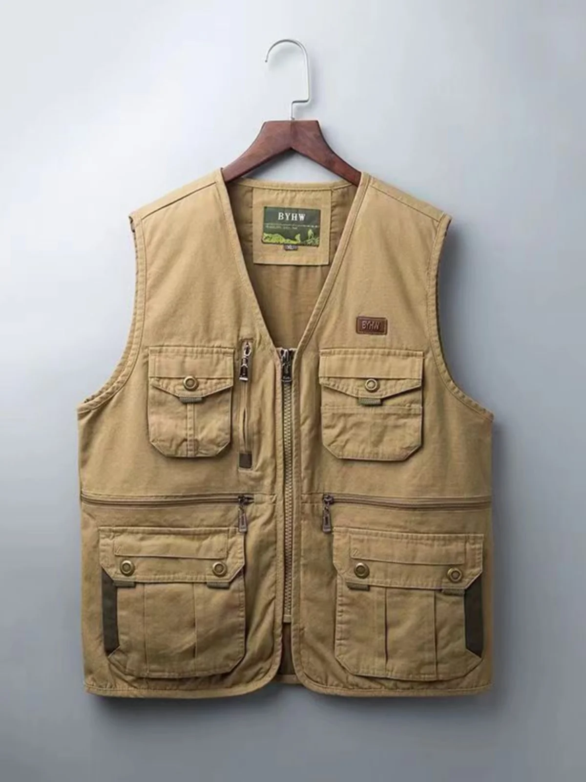 

Men's Cotton Vest Jaet Loose Fiing Outdoor Spring Autumn V-Ne Zipper Busin Casual Sle Middle-Aged And ly