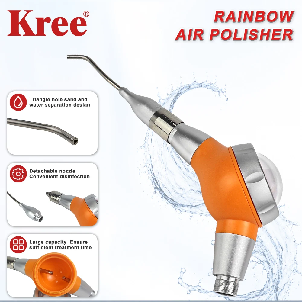 Dental Air Polisher Orange Prophy Jet 2/4 Holes Detachable Nozzle Teeth Air Flow Sandblasting Handpiece  Polishing Instrument