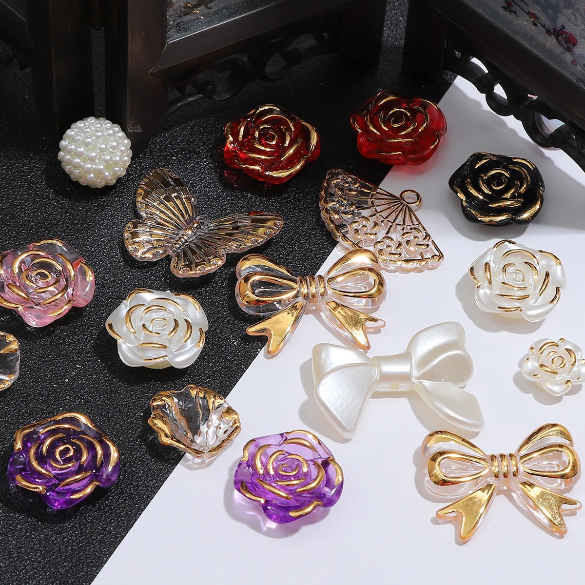 

20/40g Flower Rose beading Acrylic Beads DIY Mixed Color Beads charm for Bracelets Necklaces Earrings Jewelry Making Accessories