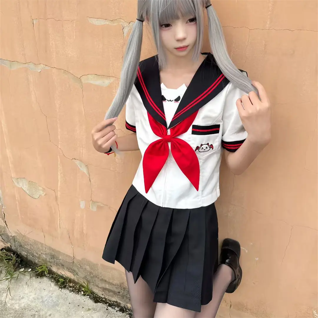 

Japanese Korean High School Uniform Girls Sailor Suit Autumn College Outfits Sweet Fashion Schoolgirl Jk Sets Top Tie Skirt