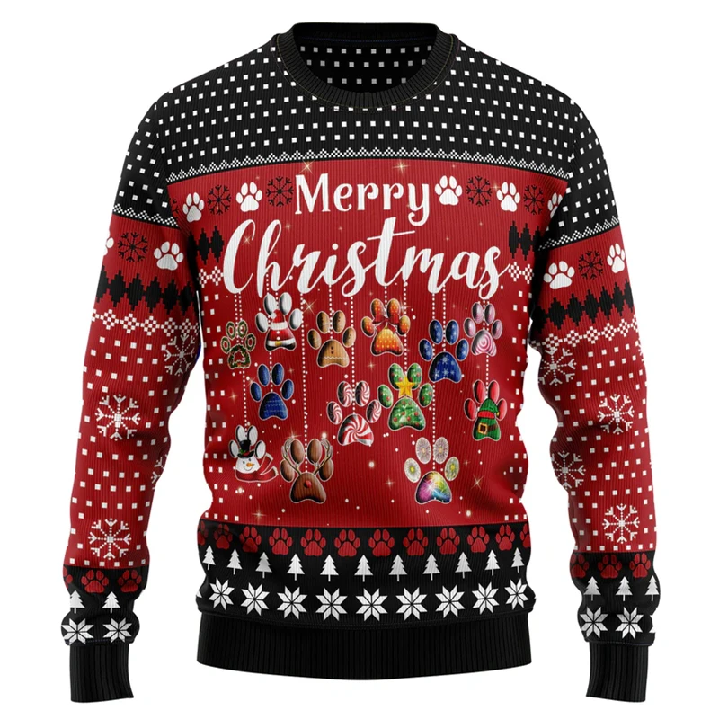 

Funny Dog Graphic Ugly Christmas Sweater For Men Autumn Holiday Wear 3D Printed Sweatshirts Casual Oversized Crew Neck Pullovers