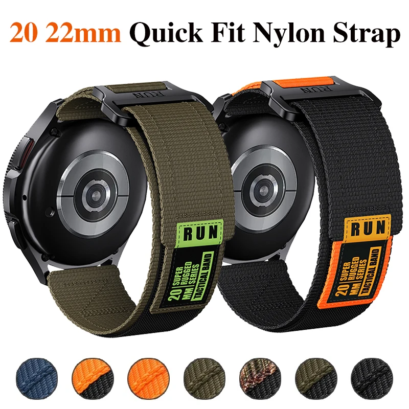 20 22mm Quick Fit Nylon Strap for Samsung Watch 4/5/6/7 40mm 44mm Band for Galaxy Watch 6/4Classic 43 47mm Sport Wristband Belt