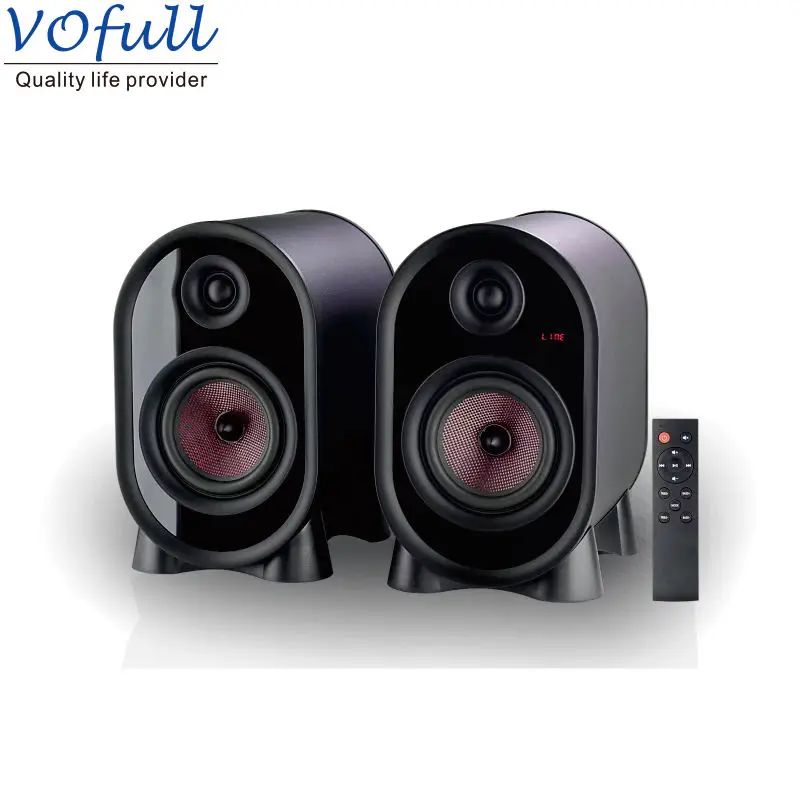 Vofull Remote Control Bookshelf Speaker Wireless Home Audio Speaker wooden box Home Speakers