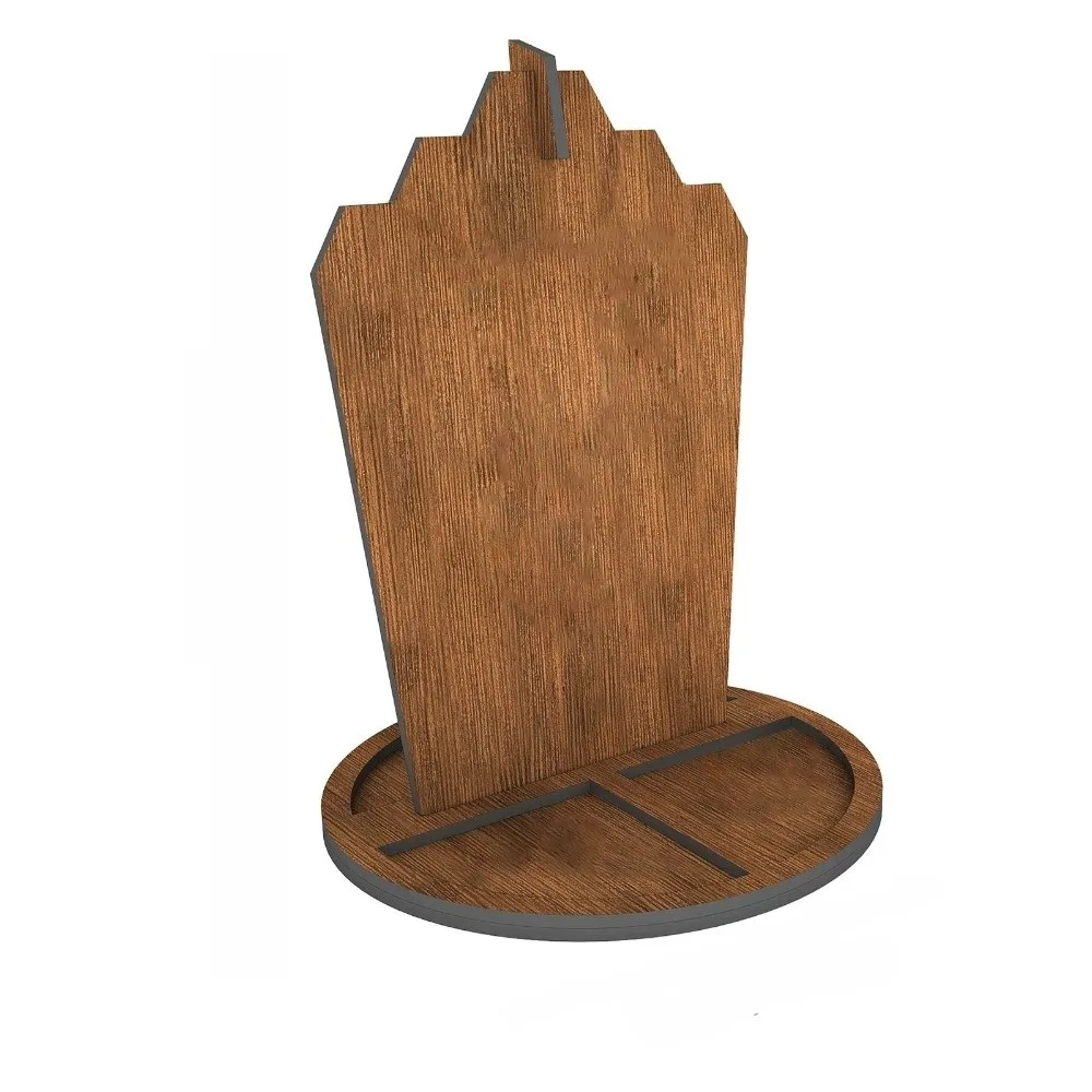Wooden Flame Shape Necklace Display Board Jewelry Vintage Pendant Organizer Shelf Stable Simple Necklace Display Stand