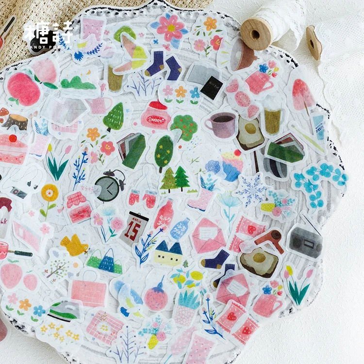 40 Pcs/Set Lovely Plant Flower Series Paper Sticker Cartoon Decorative DIY Scrapbooking Stick Label Diary Stationery